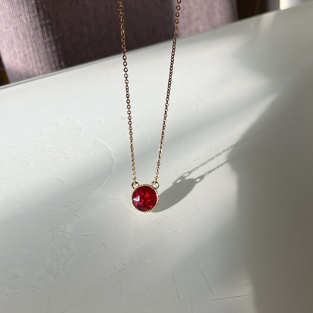 Costume jewelry ruby birthstone necklace